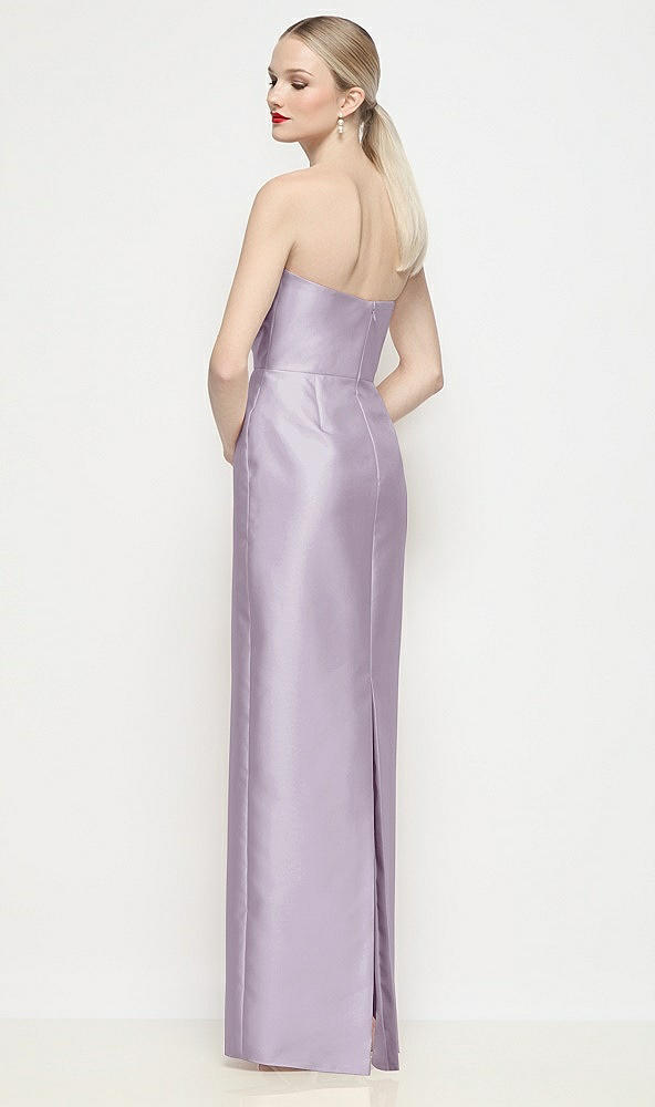 Back View - Lilac Haze Strapless Pleated U-Wire Satin Column Maxi Dress