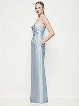 Side View Thumbnail - Mist Strapless Pleated U-Wire Satin Column Maxi Dress
