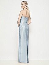 Rear View Thumbnail - Mist Strapless Pleated U-Wire Satin Column Maxi Dress
