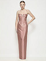 Front View Thumbnail - Neu Nude Strapless Pleated U-Wire Satin Column Maxi Dress