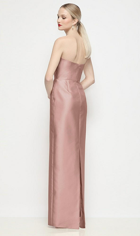 Back View - Neu Nude Strapless Pleated U-Wire Satin Column Maxi Dress