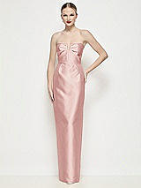 Front View Thumbnail - Rose Strapless Pleated U-Wire Satin Column Maxi Dress
