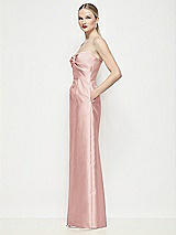 Side View Thumbnail - Rose Strapless Pleated U-Wire Satin Column Maxi Dress