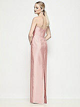 Rear View Thumbnail - Rose Strapless Pleated U-Wire Satin Column Maxi Dress