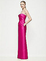 Side View Thumbnail - Think Pink Strapless Pleated U-Wire Satin Column Maxi Dress