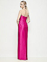 Rear View Thumbnail - Think Pink Strapless Pleated U-Wire Satin Column Maxi Dress