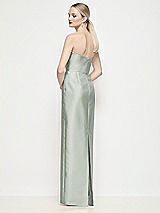 Rear View Thumbnail - Willow Green Strapless Pleated U-Wire Satin Column Maxi Dress