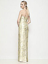 Rear View Thumbnail - Butter Yellow Floral Strapless Pleated U-Wire Floral Satin Column Maxi Dress