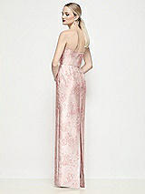 Rear View Thumbnail - Bow And Blossom Print Strapless Pleated U-Wire Floral Satin Column Maxi Dress