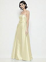 Side View Thumbnail - Butter Yellow Strapless Bow-Waist Satin Column Dress with Overskirt