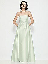 Front View Thumbnail - Mint Green Strapless Bow-Waist Satin Column Dress with Overskirt