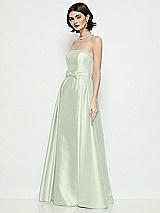 Side View Thumbnail - Mint Green Strapless Bow-Waist Satin Column Dress with Overskirt