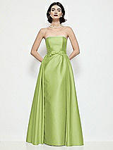 Front View Thumbnail - Mojito Strapless Bow-Waist Satin Column Dress with Overskirt