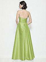 Rear View Thumbnail - Mojito Strapless Bow-Waist Satin Column Dress with Overskirt