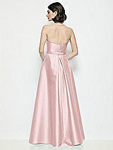 Rear View Thumbnail - Ballet Pink Strapless Bow-Waist Satin Column Dress with Overskirt