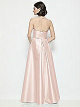 Rear View Thumbnail - Blush Strapless Bow-Waist Satin Column Dress with Overskirt