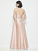 Rear View Thumbnail - Cameo Strapless Bow-Waist Satin Column Dress with Overskirt