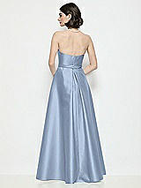 Rear View Thumbnail - Cloudy Strapless Bow-Waist Satin Column Dress with Overskirt