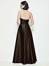 Rear View Thumbnail - Espresso Strapless Bow-Waist Satin Column Dress with Overskirt
