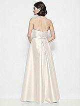 Rear View Thumbnail - Ivory Strapless Bow-Waist Satin Column Dress with Overskirt