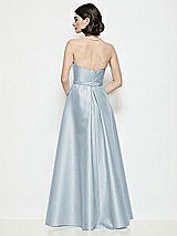 Rear View Thumbnail - Mist Strapless Bow-Waist Satin Column Dress with Overskirt