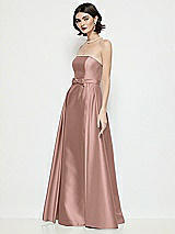 Side View Thumbnail - Neu Nude Strapless Bow-Waist Satin Column Dress with Overskirt
