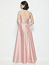 Rear View Thumbnail - Rose Strapless Bow-Waist Satin Column Dress with Overskirt