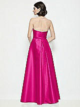 Rear View Thumbnail - Think Pink Strapless Bow-Waist Satin Column Dress with Overskirt