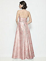 Rear View Thumbnail - Bow And Blossom Print Strapless Bow-Waist Floral Satin Column Dress with Overskirt
