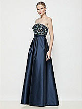 Side View Thumbnail - Mosaic Sequin / Midnight Strapless Mosaic Floral Sequin & Navy Satin Maxi Dress