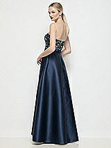 Rear View Thumbnail - Mosaic Sequin / Midnight Strapless Mosaic Floral Sequin & Navy Satin Maxi Dress