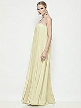 Side View Thumbnail - Butter Yellow Strapless Shirred Chiffon Trapeze Maxi Dress