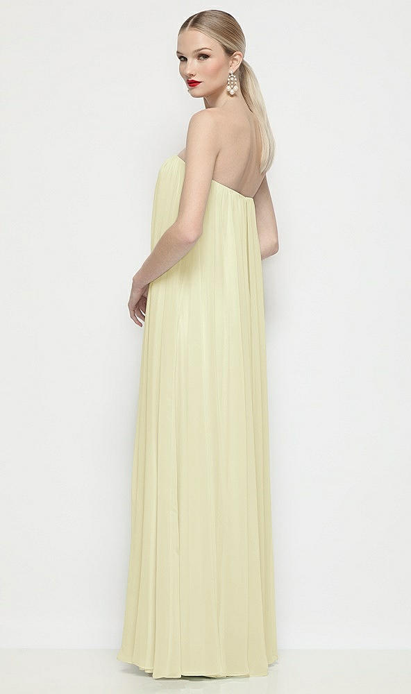 Back View - Butter Yellow Strapless Shirred Chiffon Trapeze Maxi Dress