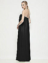 Rear View Thumbnail - Black Strapless Shirred Chiffon Trapeze Maxi Dress