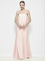 Front View Thumbnail - Blush Strapless Shirred Chiffon Trapeze Maxi Dress