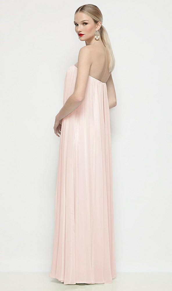Back View - Blush Strapless Shirred Chiffon Trapeze Maxi Dress