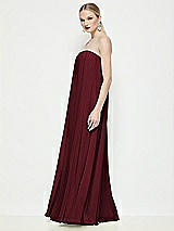 Side View Thumbnail - Cabernet Strapless Shirred Chiffon Trapeze Maxi Dress