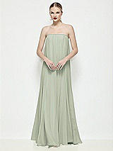Front View Thumbnail - Celadon Strapless Shirred Chiffon Trapeze Maxi Dress