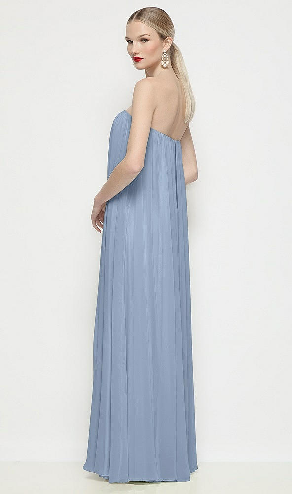 Back View - Cloudy Strapless Shirred Chiffon Trapeze Maxi Dress