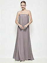Front View Thumbnail - Cashmere Gray Strapless Shirred Chiffon Trapeze Maxi Dress