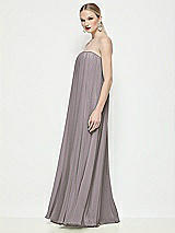 Side View Thumbnail - Cashmere Gray Strapless Shirred Chiffon Trapeze Maxi Dress
