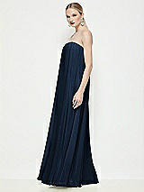 Side View Thumbnail - Midnight Navy Strapless Shirred Chiffon Trapeze Maxi Dress