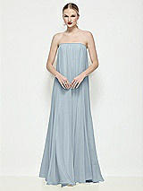 Front View Thumbnail - Mist Strapless Shirred Chiffon Trapeze Maxi Dress