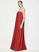 Side View Thumbnail - Poppy Red Strapless Shirred Chiffon Trapeze Maxi Dress