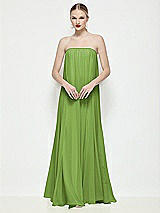 Front View Thumbnail - Peridot Green Strapless Shirred Chiffon Trapeze Maxi Dress