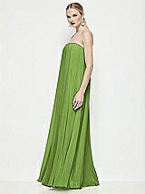 Side View Thumbnail - Peridot Green Strapless Shirred Chiffon Trapeze Maxi Dress