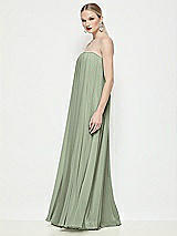 Side View Thumbnail - Sage Strapless Shirred Chiffon Trapeze Maxi Dress