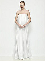 Front View Thumbnail - White Strapless Shirred Chiffon Trapeze Maxi Dress