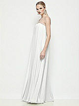 Side View Thumbnail - White Strapless Shirred Chiffon Trapeze Maxi Dress
