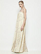 Side View Thumbnail - Butter Yellow Floral Strapless Shirred Floral Chiffon Trapeze Maxi Dress